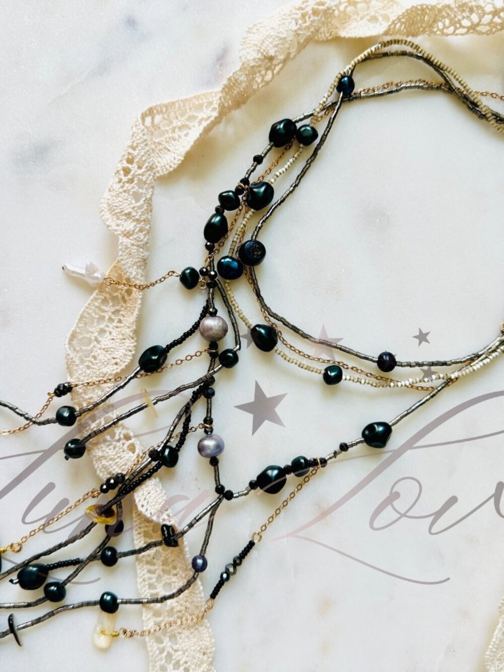 FREE PEOPLE x Ariana Ost Something Beautiful Necklace In Black NWT - Picture 5 of 6